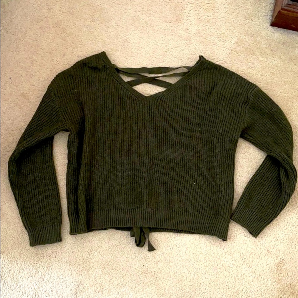 Cropped olive green sweater